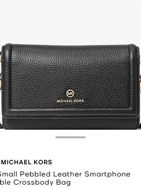 Michael Kors Black Pebbled Leather Smartphone Crossbody Wallet